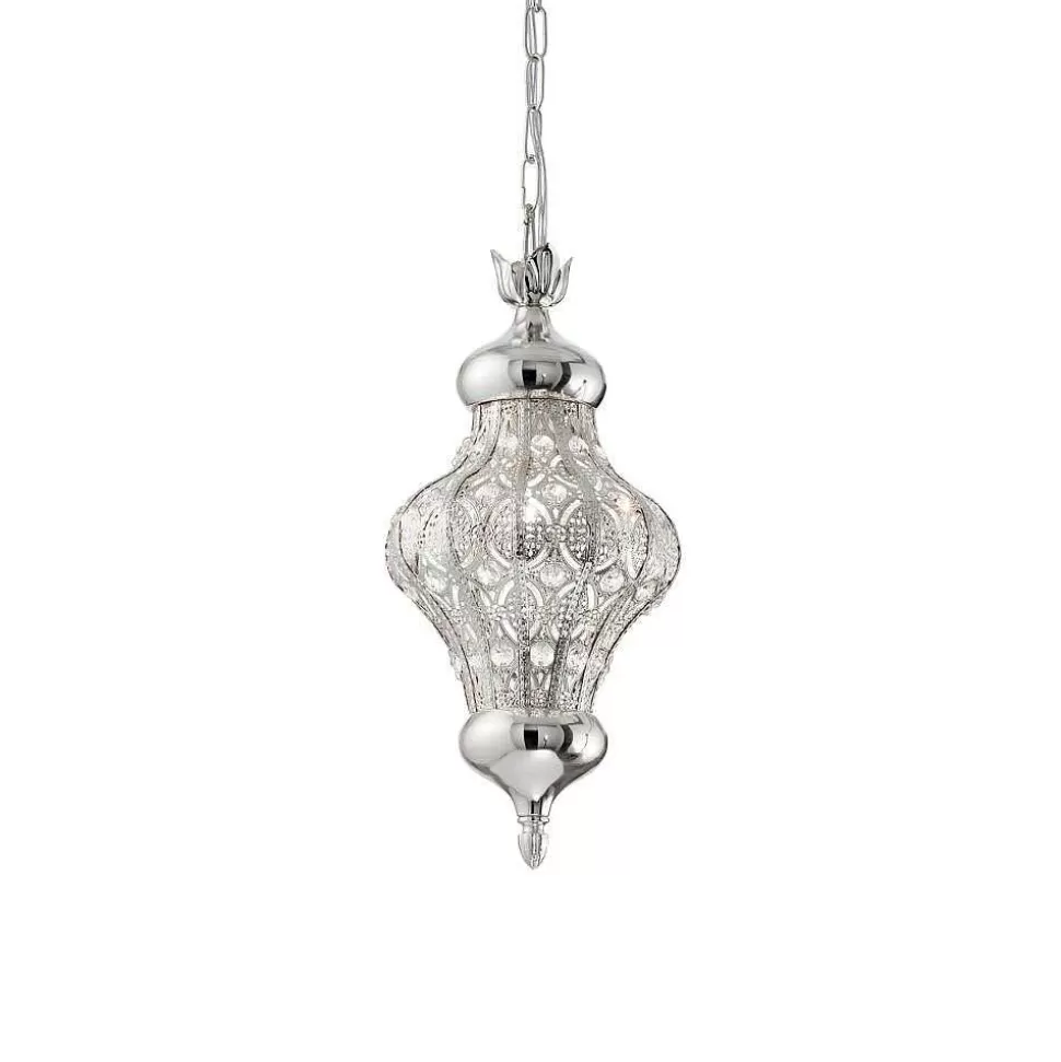 Luminaires Ideallux Luminaires Indiens>Suspension Ideal Lux Nawa Argente, 1 Lumiere