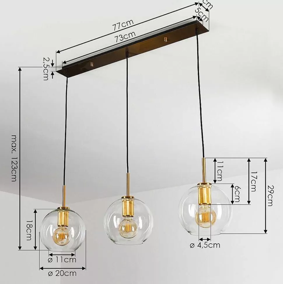 hofstein Lampes À Boules>Suspension Karo Laiton, Noir, 3 Lumieres