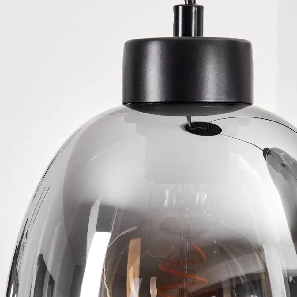 hofstein Lampes En Verre Fume>Suspension Kenong Fume, Noir, 3 Lumieres