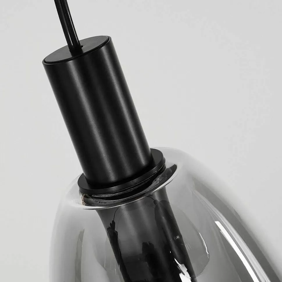 hofstein Lampes En Verre Fume>Suspension Kenong Noir, 3 Lumieres