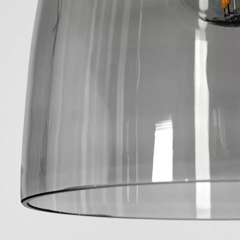 hofstein Lampes En Verre Fume>Suspension Kenong Noir, 3 Lumieres