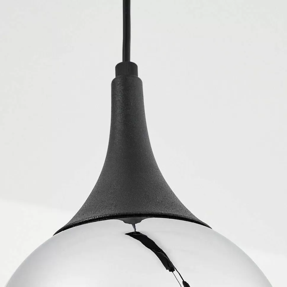 hofstein Lampes En Verre Fume>Suspension Maynal Noir, 3 Lumieres