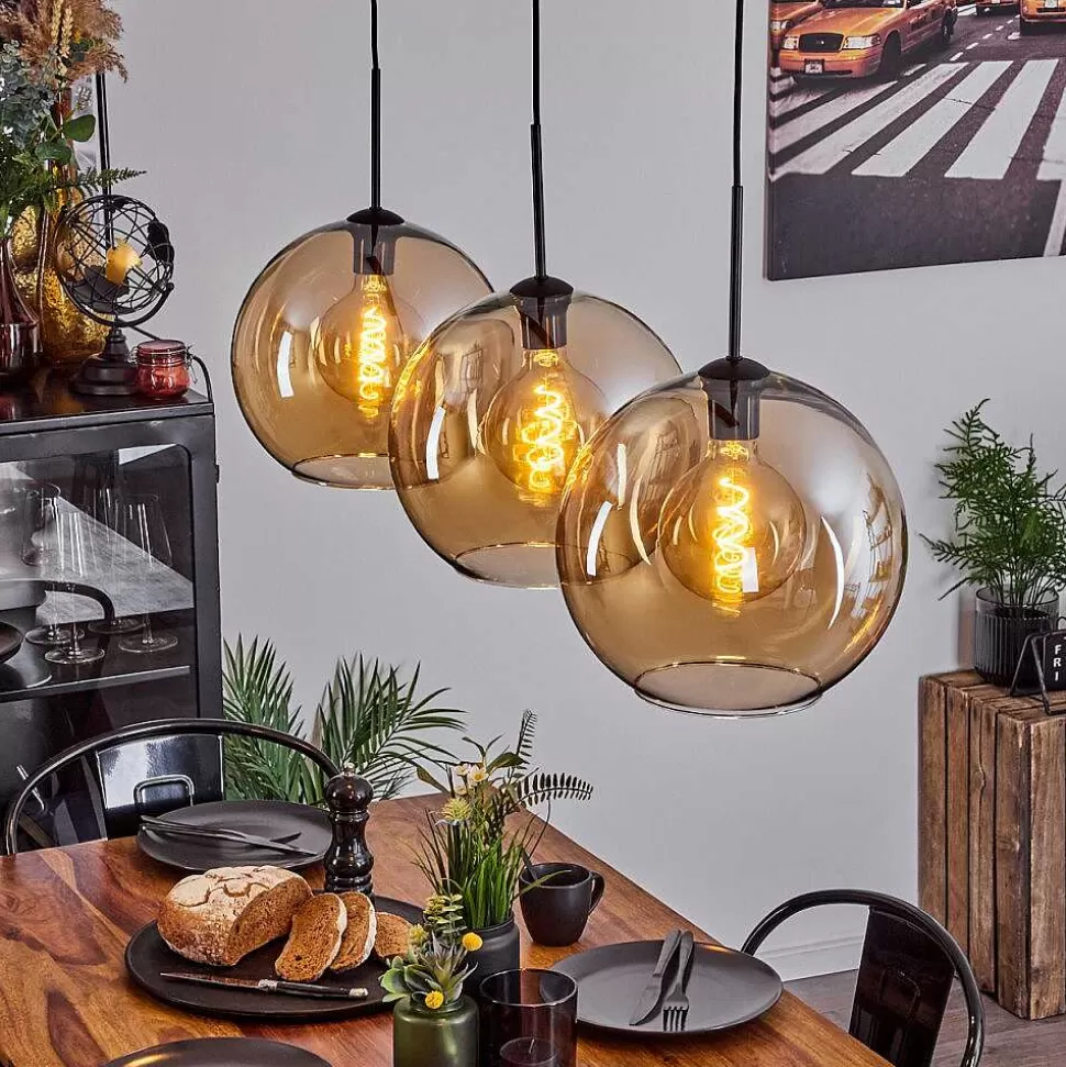 hofstein Lampes À Boules>Suspension Verre 30 Cm Koyoto Ambre, 3 Lumieres
