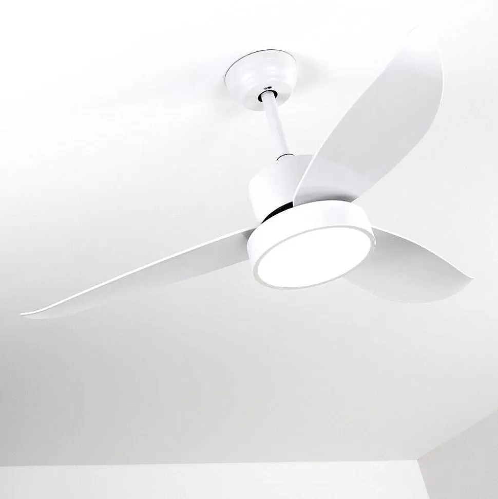 hofstein Plafonniers Et Lustres Ventilateurs>Ventilateur De Plafond Doha Led Blanc, 1 Lumiere, Telecommandes