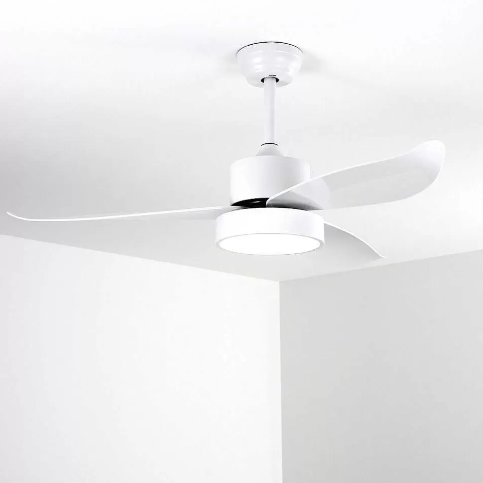 hofstein Plafonniers Et Lustres Ventilateurs>Ventilateur De Plafond Doha Led Blanc, 1 Lumiere, Telecommandes
