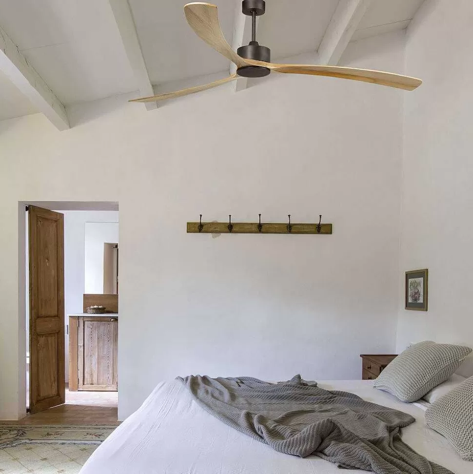 Luminaires Faro Barcelona Plafonniers Et Lustres Ventilateurs>Ventilateur De Plafond Faro Barcelona Kauai Brun, Telecommandes