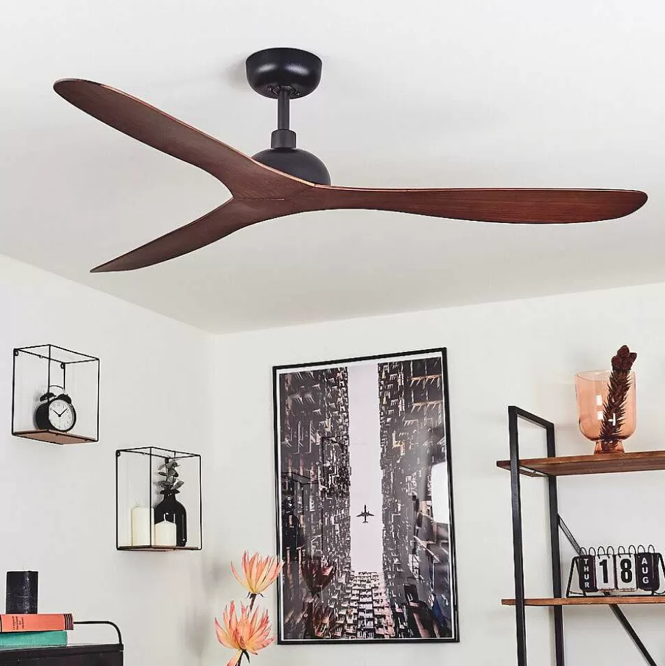 hofstein Plafonniers Et Lustres Ventilateurs>Ventilateur De Plafond Follseland Brun, Couleur Bois, Noir, Telecommandes